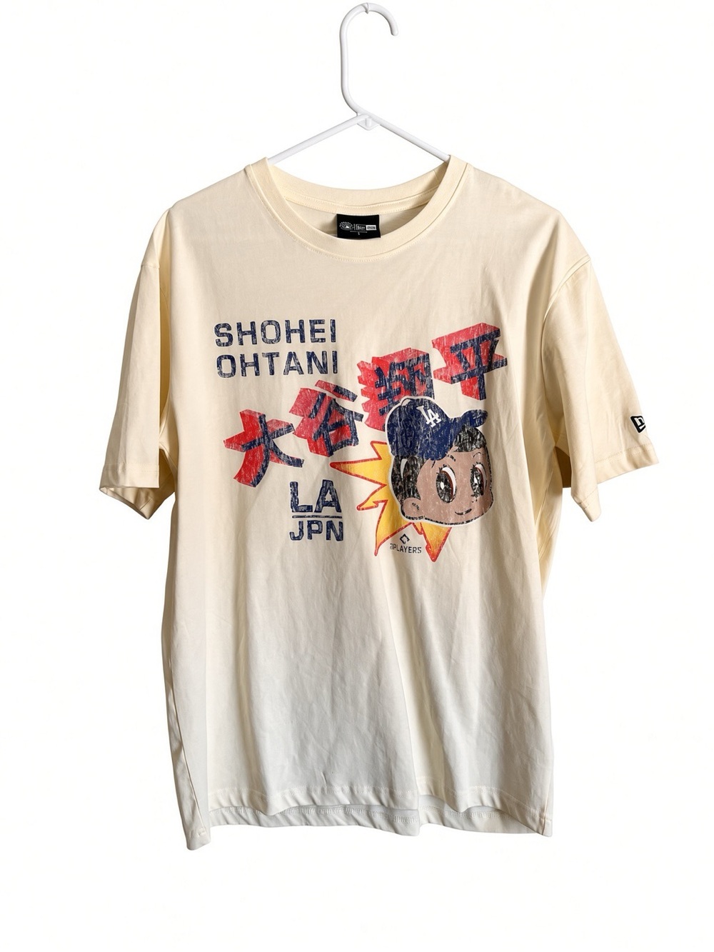 MLB Shohei Ohtani Graphic Tee - Cream with Red & Blue Print